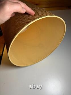 Vintage Antique Lamp Light Shade Tapered Drum Empire Brown Burlap Jute