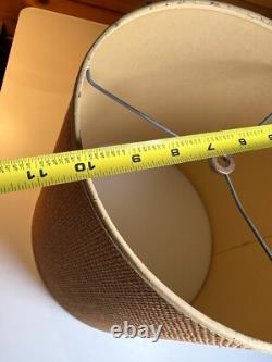 Vintage Antique Lamp Light Shade Tapered Drum Empire Brown Burlap Jute