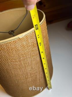 Vintage Antique Lamp Light Shade Tapered Drum Empire Brown Burlap Jute