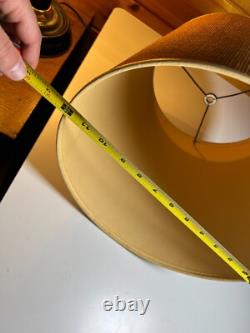 Vintage Antique Lamp Light Shade Tapered Drum Empire Brown Burlap Jute