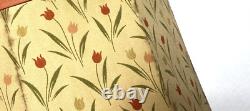 Vintage Antique Lamp Shade Large Fabric Floral Tulips Drum Yellow Orange Green
