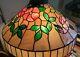Vintage Antique Leaded Art Glass Lamp Shade With Handel Style Hollyhock Pattern