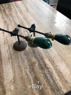 Vintage Antique O C WHITE, Industrial Desk Light, Lab Lamp, Hubbell Shades