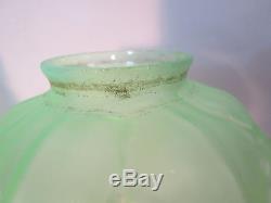 Vintage Antique PAIR Uranium Glass Artichoke Lamp Shades 2 1/4 fitter