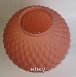 Vintage Antique Pink Diamond Quilted Satin Glass Parlor Lamp Shade Globe