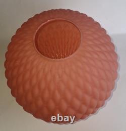 Vintage Antique Pink Diamond Quilted Satin Glass Parlor Lamp Shade Globe