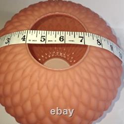 Vintage Antique Pink Diamond Quilted Satin Glass Parlor Lamp Shade Globe