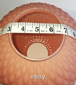 Vintage Antique Pink Diamond Quilted Satin Glass Parlor Lamp Shade Globe