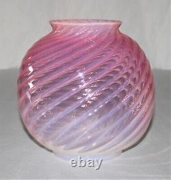 Vintage Antique Pink Opalescent Swirl Glass Parlor Lamp Shade 4-7/16 Fitter