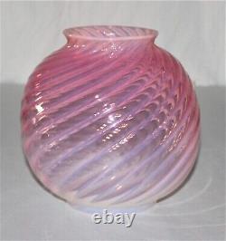 Vintage Antique Pink Opalescent Swirl Glass Parlor Lamp Shade 4-7/16 Fitter