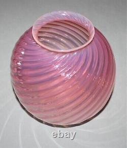 Vintage Antique Pink Opalescent Swirl Glass Parlor Lamp Shade 4-7/16 Fitter