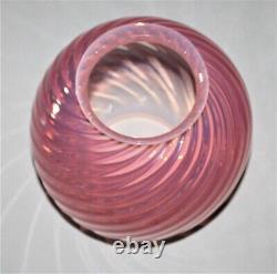 Vintage Antique Pink Opalescent Swirl Glass Parlor Lamp Shade 4-7/16 Fitter