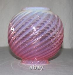 Vintage Antique Pink Opalescent Swirl Glass Parlor Lamp Shade 4-7/16 Fitter