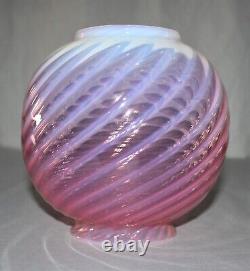 Vintage Antique Pink Opalescent Swirl Glass Parlor Lamp Shade 4-7/16 Fitter