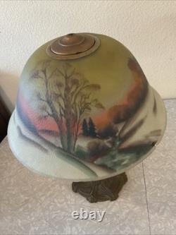 Vintage Antique Pittsburgh Lamp Brass & Glass Co PLB&G Co Reverse Painted Shade