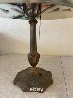 Vintage Antique Pittsburgh Lamp Brass & Glass Co PLB&G Co Reverse Painted Shade