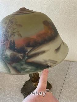 Vintage Antique Pittsburgh Lamp Brass & Glass Co PLB&G Co Reverse Painted Shade