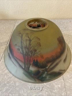 Vintage Antique Pittsburgh Lamp Brass & Glass Co PLB&G Co Reverse Painted Shade