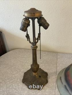 Vintage Antique Pittsburgh Lamp Brass & Glass Co PLB&G Co Reverse Painted Shade