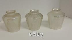 Vintage Antique Rare Frosted Glass Lamp Shades Globes Lot of 3, Fitting 2 1/4