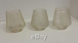 Vintage Antique Rare Frosted Glass Lamp Shades Globes Lot of 3, Fitting 2 1/4