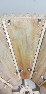 Vintage Antique Slag Glass Lamp Shade Filigree Frame 16 x 9 1/2