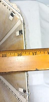 Vintage Antique Slag Glass Lamp Shade Filigree Frame 16 x 9 1/2