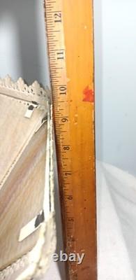 Vintage Antique Slag Glass Lamp Shade Filigree Frame 16 x 9 1/2