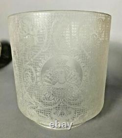 Vintage Antique Victorian Acid Etched Glass Portrait Cylinder Lamp Light Shade