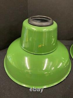 Vintage Appleton Electric Co Green Porcelain Light Shade Industrial Lot of 2
