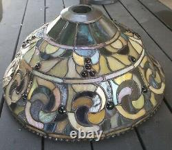 Vintage Art Dale Tiffany Signed Stained Glass Lamp Shade ONLY 16 inch