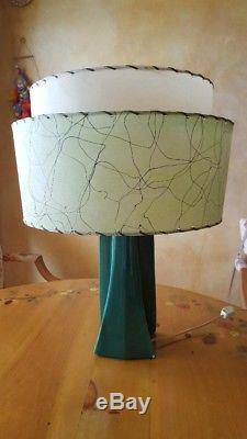 Vintage Art Deco 1950's Retro Green Ceramic Lamp. Shade Alone is Worth the Price