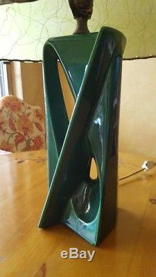 Vintage Art Deco 1950's Retro Green Ceramic Lamp. Shade Alone is Worth the Price