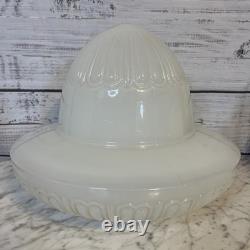 Vintage Art Deco Acorn Ceiling Shade Milk Glass Large Ribbed Decor Farmhouse
