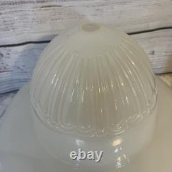 Vintage Art Deco Acorn Ceiling Shade Milk Glass Large Ribbed Decor Farmhouse