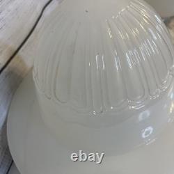 Vintage Art Deco Acorn Ceiling Shade Milk Glass Large Ribbed Decor Farmhouse