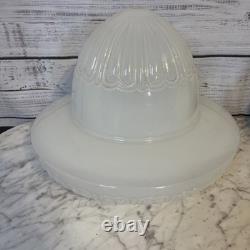 Vintage Art Deco Acorn Ceiling Shade Milk Glass Large Ribbed Decor Farmhouse