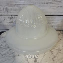 Vintage Art Deco Acorn Ceiling Shade Milk Glass Large Ribbed Decor Farmhouse