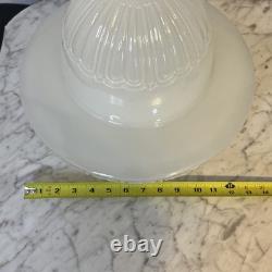 Vintage Art Deco Acorn Ceiling Shade Milk Glass Large Ribbed Decor Farmhouse