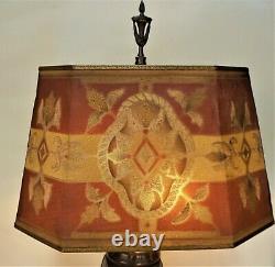 Vintage Art Deco Art Nouveau Painted Brass Mesh Metal Lamp Shade Rembrandt