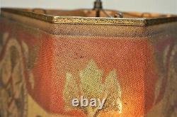 Vintage Art Deco Art Nouveau Painted Brass Mesh Metal Lamp Shade Rembrandt