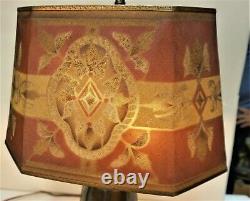 Vintage Art Deco Art Nouveau Painted Brass Mesh Metal Lamp Shade Rembrandt