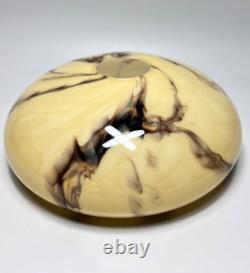 Vintage Art Deco Bohemian Loetz Glass Lamp Shade Light Lunar Moon Marble Slag