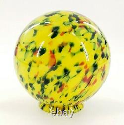 Vintage Art Deco End Of Day Czech Glass Splatter Ball Lamp Shade Globe Yellow