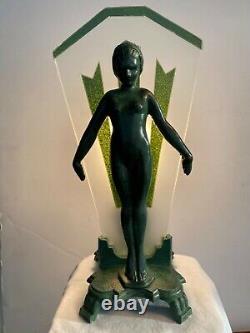 Vintage Art Deco Figural Frankart lamp with Nude pre-owned