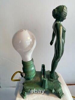 Vintage Art Deco Figural Frankart lamp with Nude pre-owned