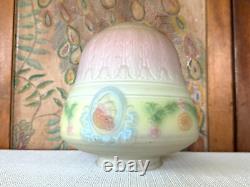 Vintage Art Deco Floral Embossing Acid Etched Hanging Milk Glass Lamp Shade 9