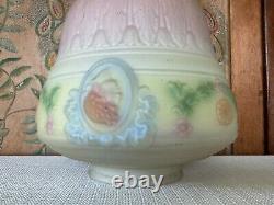 Vintage Art Deco Floral Embossing Acid Etched Hanging Milk Glass Lamp Shade 9