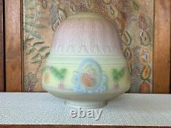 Vintage Art Deco Floral Embossing Acid Etched Hanging Milk Glass Lamp Shade 9