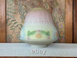 Vintage Art Deco Floral Embossing Acid Etched Hanging Milk Glass Lamp Shade 9